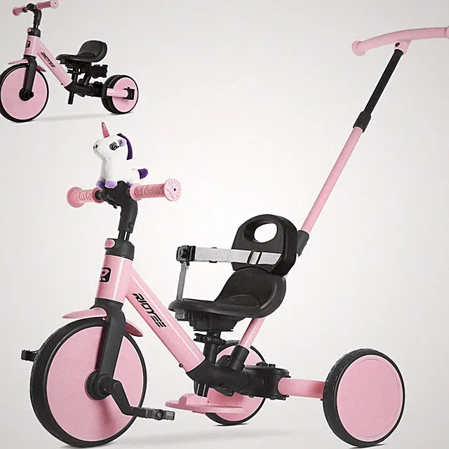 5-in-1 Tricycle for Ages 1.5–5, Parent Steering Push Trike, Tool-Free Convert...