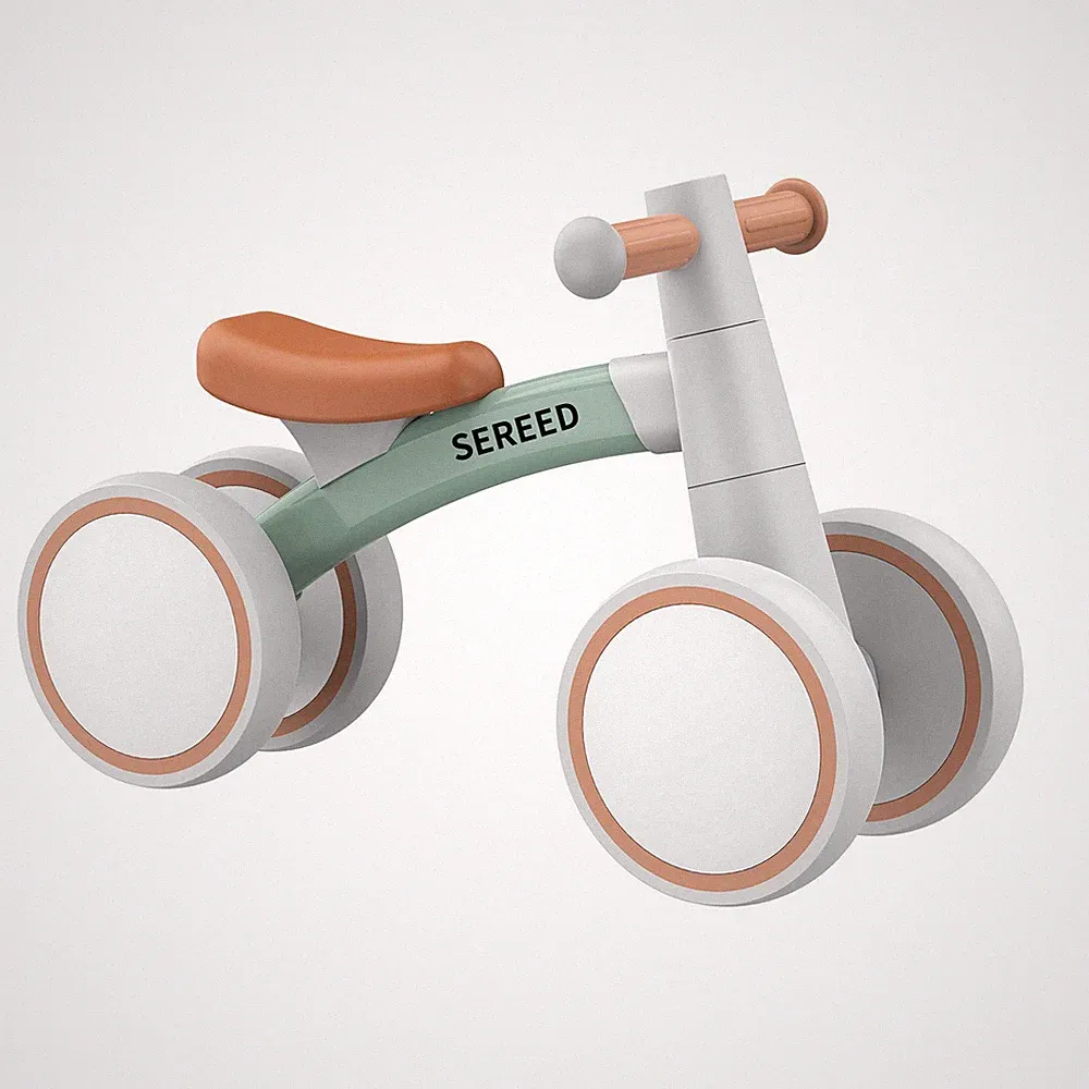 SEREED Baby Balance Bike for 1-2 Year Olds - 4 Wheels, First Small, Green