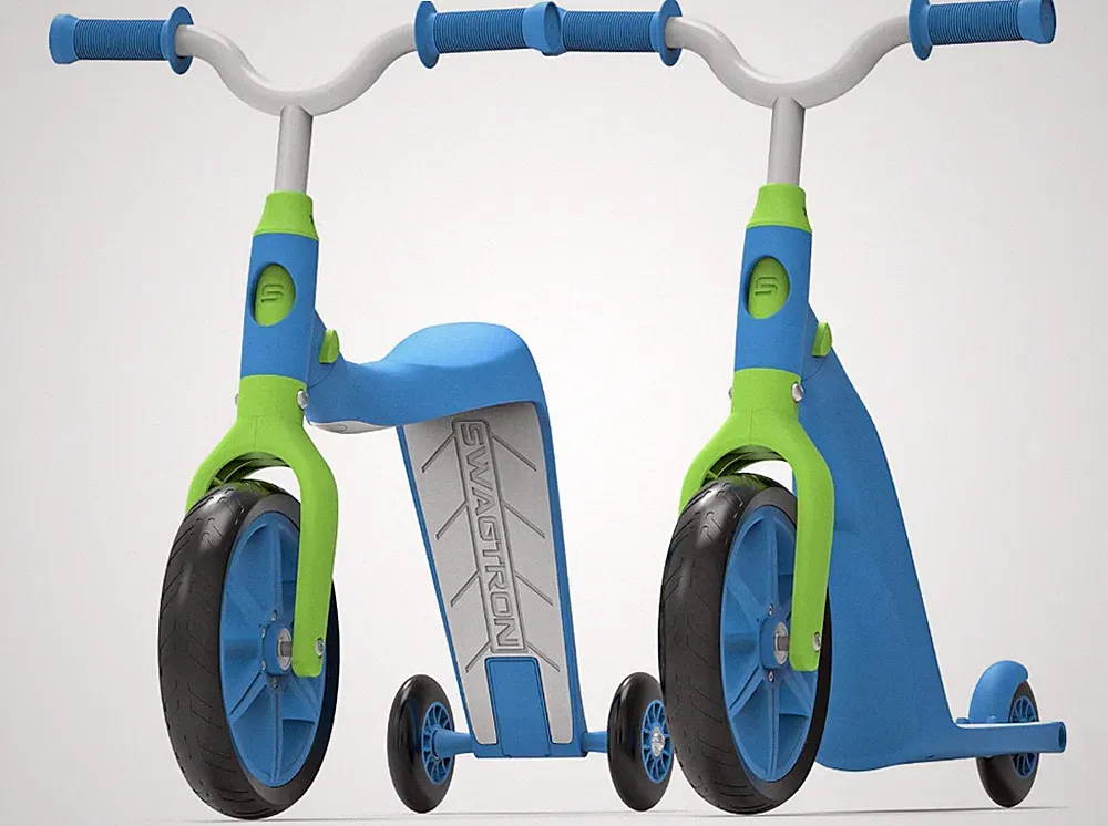 SWAGTRON K6 Toddler Scooter Convertible 4-in-1 Ride-On Balance Bike Trike - Blue
